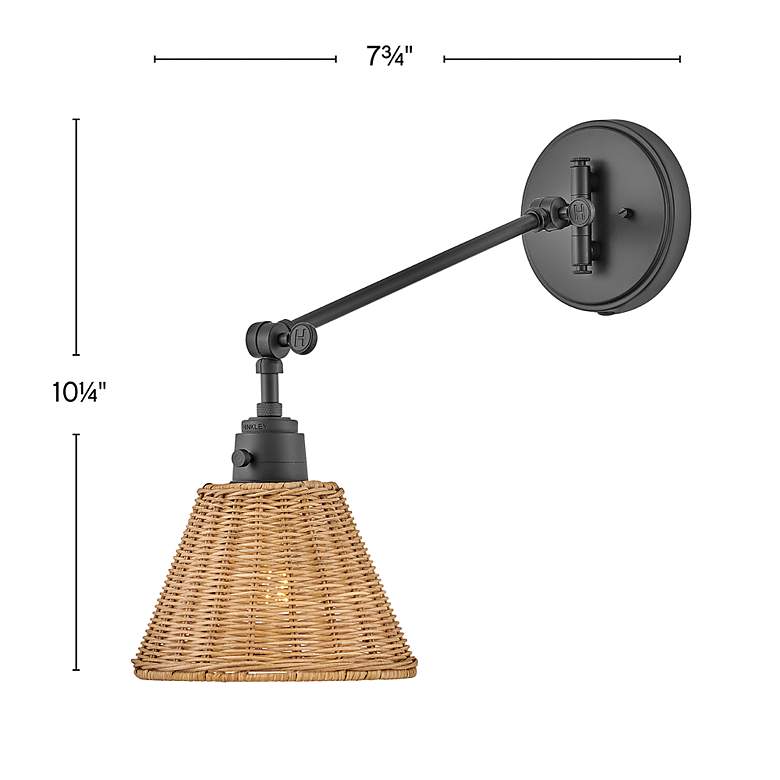 Image 7 Hinkley Arti 10 1/4"H Natural Rattan Swing Arm Wall Sconce more views