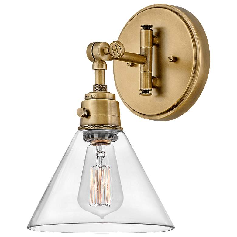 Image 1 Hinkley Arti 12.3" High Brass with Clear Shade Wall Sconce