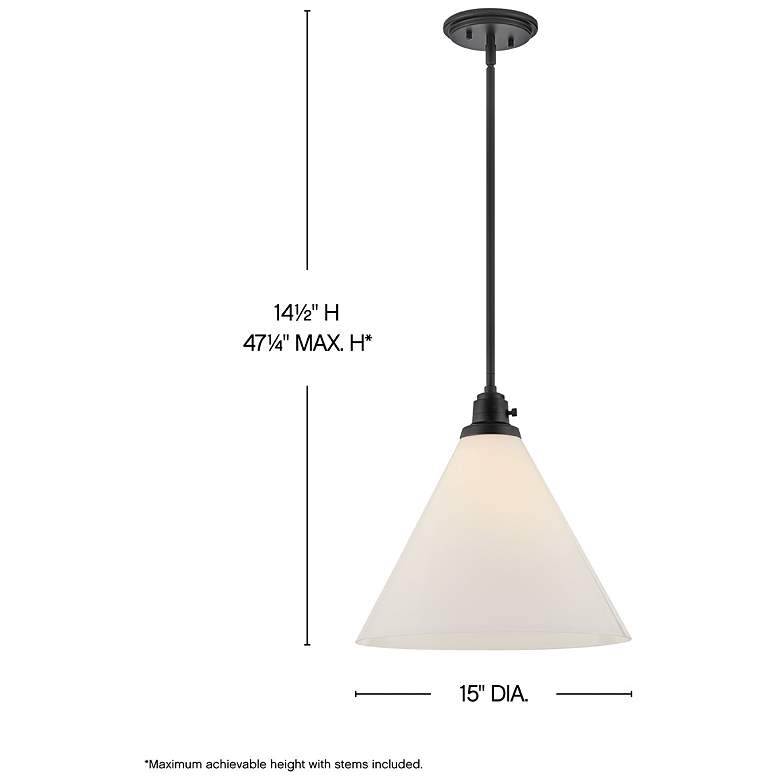 Image 3 Hinkley Arti 15" Wide Black and Cased White Opal Glass Cone Pendant more views