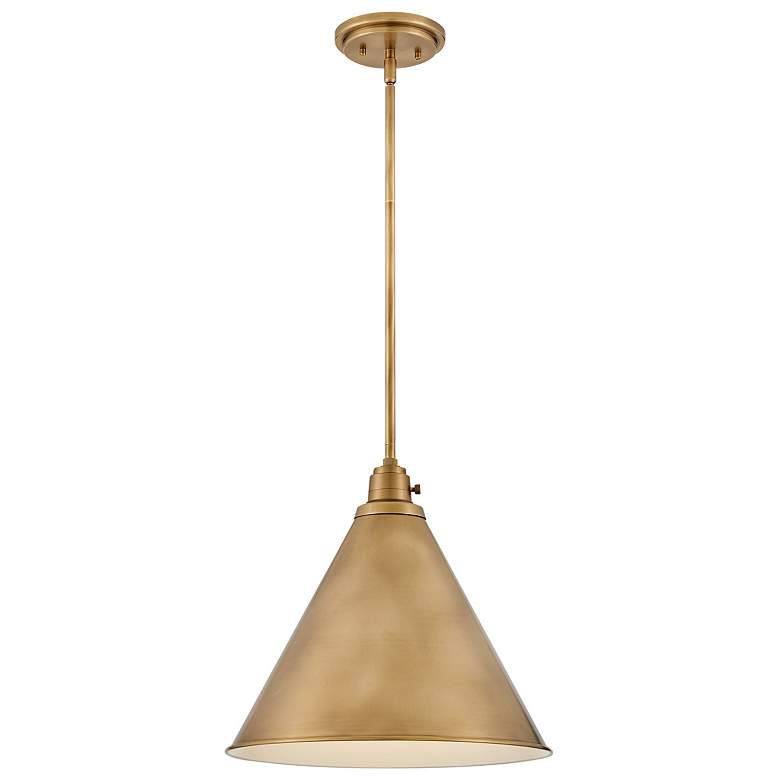 Hinkley Arti 15" Wide Heritage Brass Cone Pendant Light - #332P8 ...