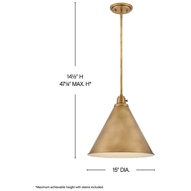 Image 4 Hinkley Arti 15" Wide Heritage Brass Cone Pendant Light more views