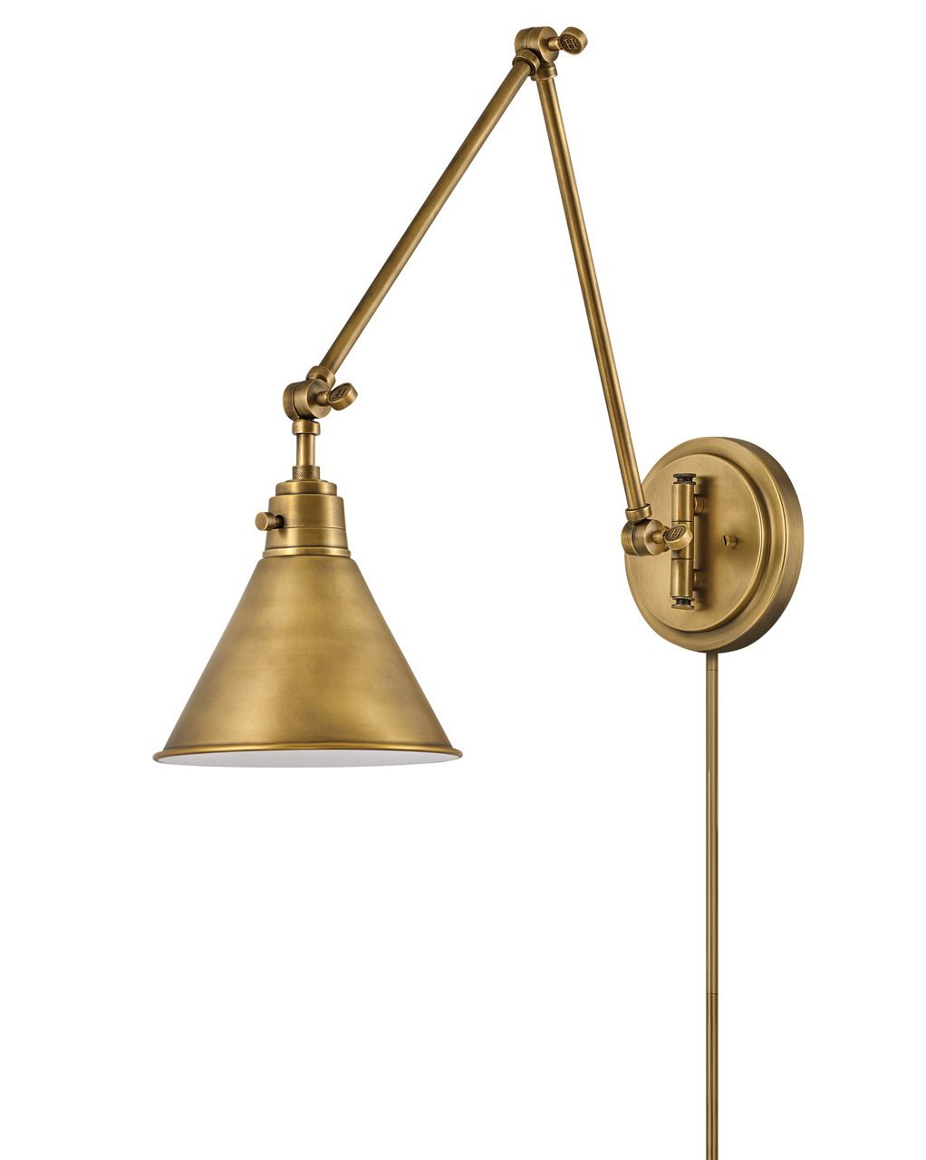 Image 4 Hinkley Arti 18 1/4" Heritage Brass Adjustable ArmPlug-In Wall Lamp more views
