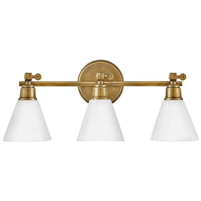 Image 1 Hinkley Arti 24" Wide Heritage Brass 3-Light Bath Light