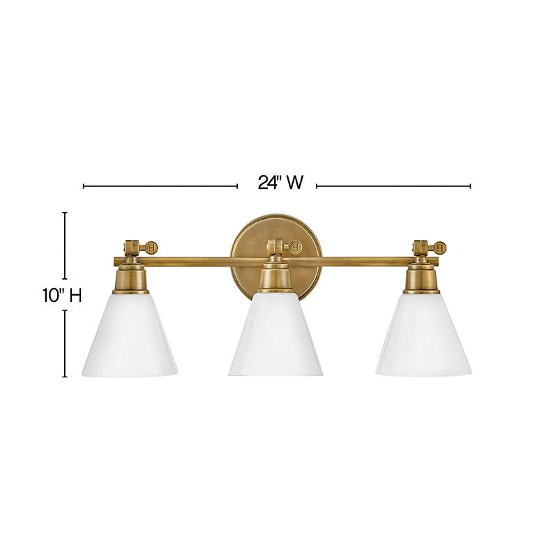 Image 4 Hinkley Arti 24" Wide Heritage Brass 3-Light Bath Light more views
