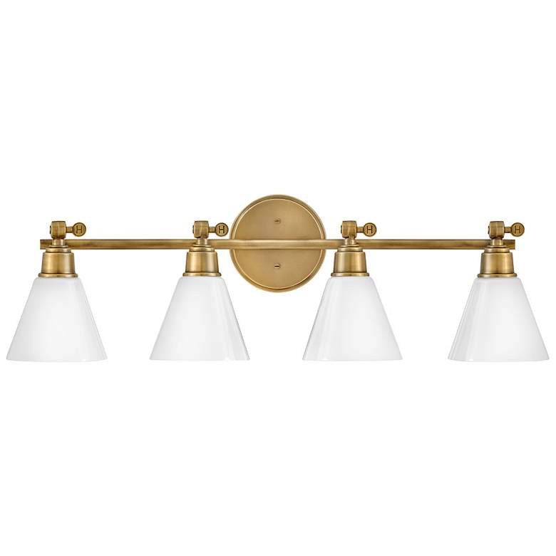 Image 1 Hinkley Arti 32" Wide Heritage Brass 4-Light Bath Light