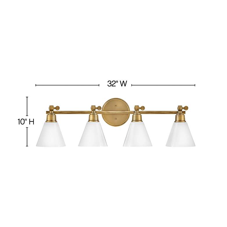 Image 4 Hinkley Arti 32" Wide Heritage Brass 4-Light Bath Light more views