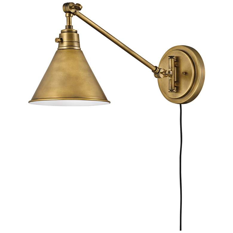 Image 1 Hinkley Arti Heritage Brass Adjustable Hardwire or Plug-In Wall Lamp