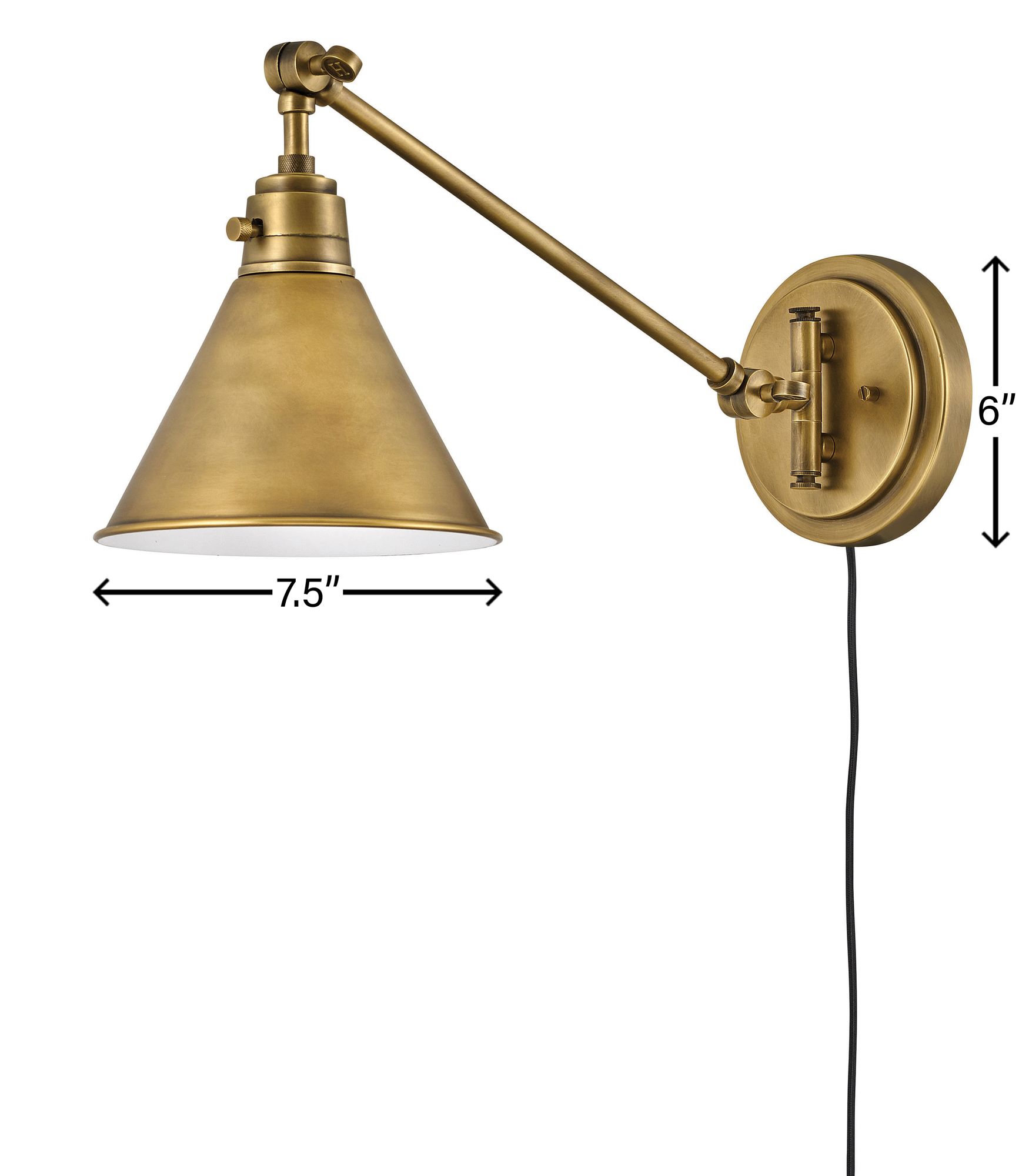 Hinkley Arti Heritage Brass Adjustable Hardwire or Plug-In Wall Lamp