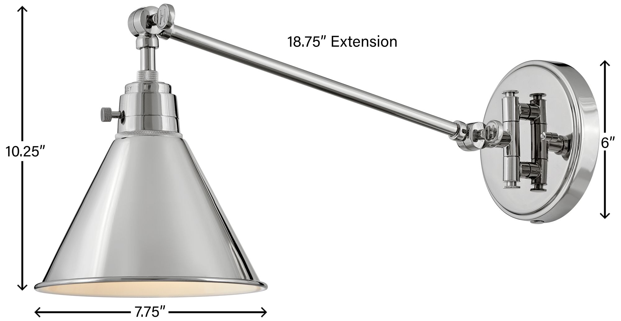 Hinkley Arti Polished Nickel Swing Arm Wall Lamp