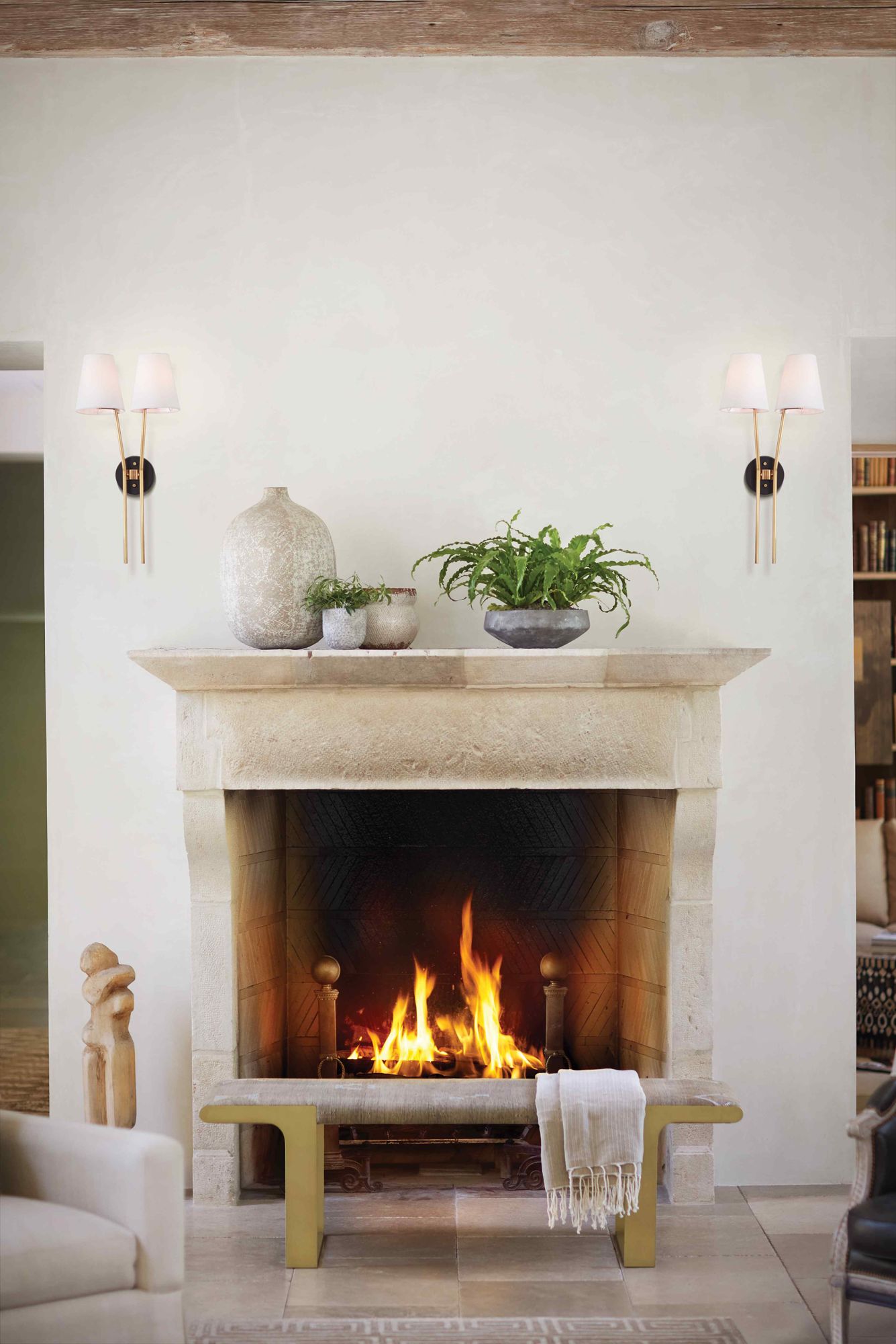 Image 5 Hinkley Aston 26 High 2-Light Modern Heritage Brass Wall Light more views