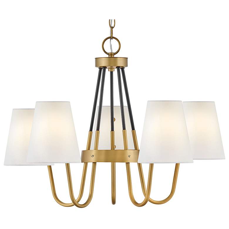 Image 3 Hinkley Aston 28 1/4" Wide Bent Arm Heritage Brass Shade Chandelier more views