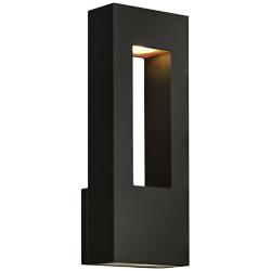 Hinkley Atlantis 16&quot; Black and Frosted Glass 2-LED Outdoor Wall Light