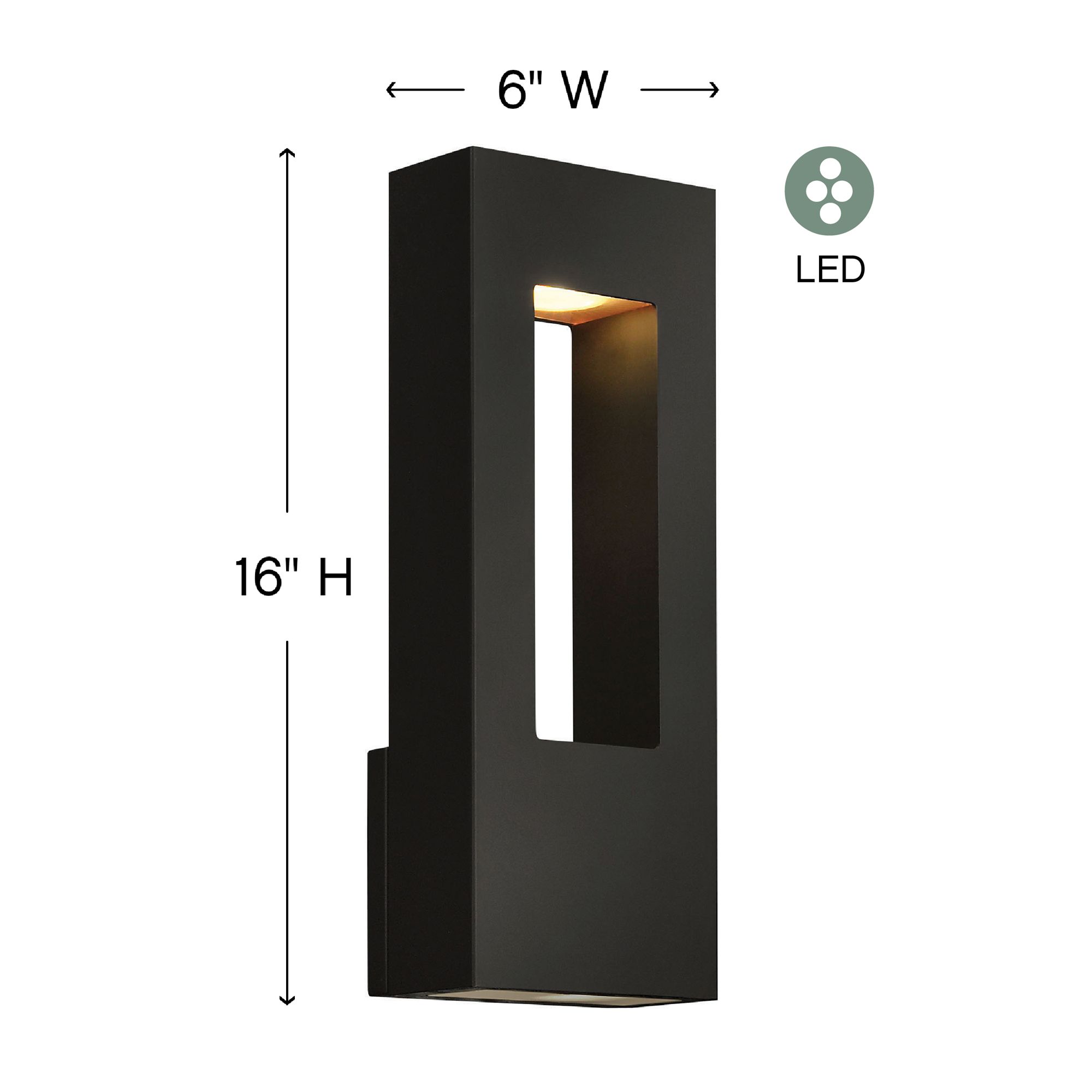 Image 5 Hinkley Atlantis 16" Black Rectangle Modern LED Outdoor Wall Light more views
