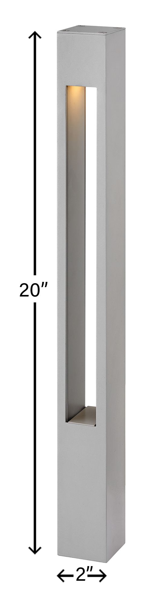 Hinkley Atlantis 20" High Titanium Square Mini Bollard Light