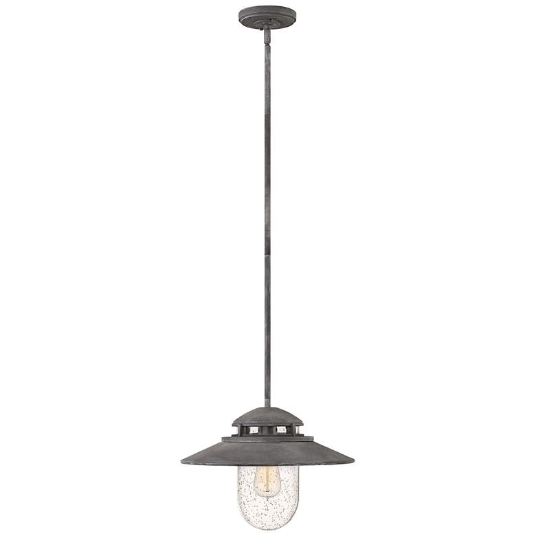 Image 1 Hinkley Atwell 11" High Aged Zinc Outdoor Hanging Light