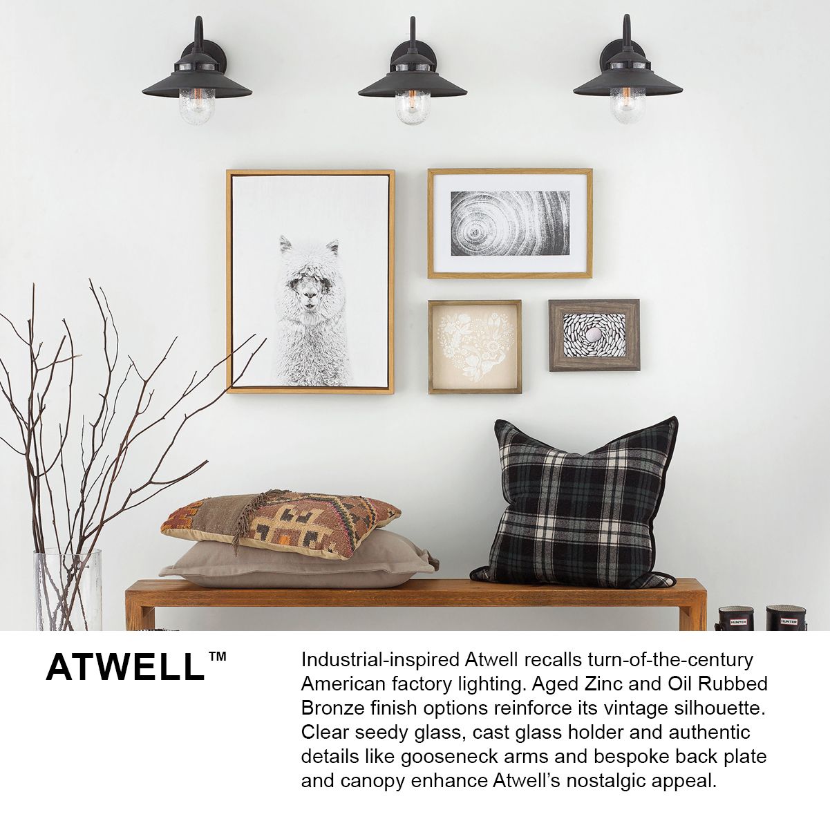 Hinkley Atwell 15 1/4" High Aged Zinc Outdoor Wall Light