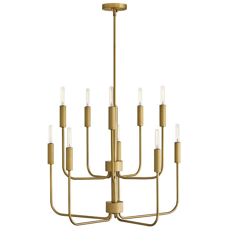 Image 1 Hinkley Austen 30" Lacquered Brass Tiered Modern Candelabra Chandelier