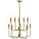 Hinkley Austen 30" Lacquered Brass Tiered Modern Candelabra Chandelier