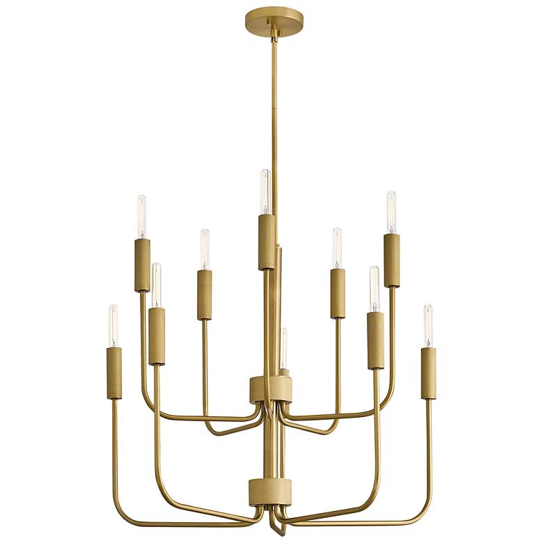 Image 3 Hinkley Austen 30" Lacquered Brass Tiered Modern Candelabra Chandelier more views