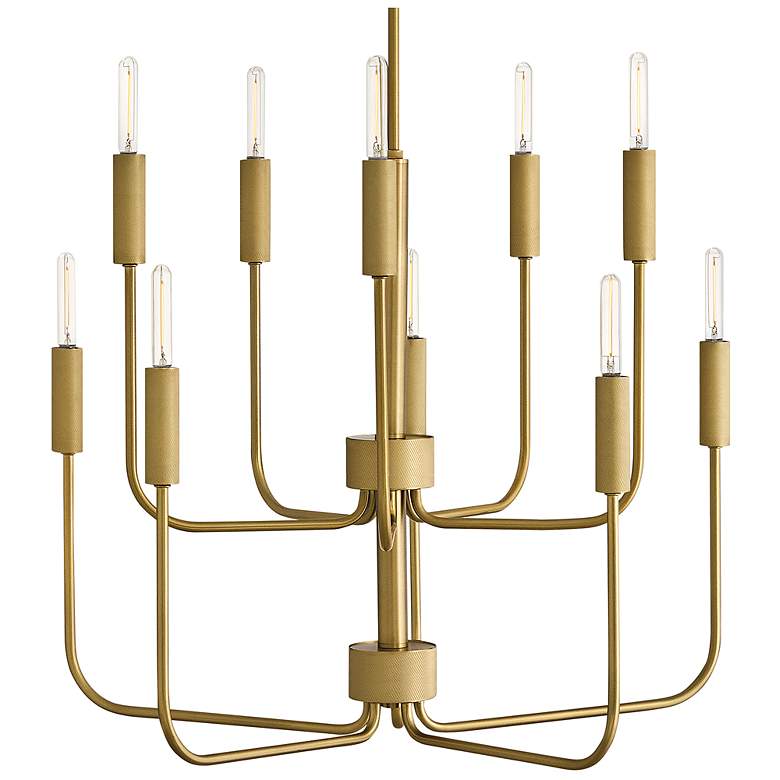 Image 5 Hinkley Austen 30" Lacquered Brass Tiered Modern Candelabra Chandelier more views