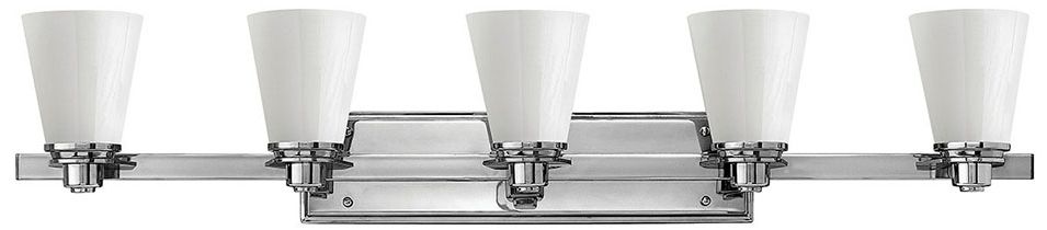 Image Hinkley Avon 40 1/2" 5-Light White Glass and Chrome Vanity Bath Light