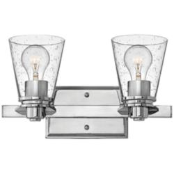 Hinkley Avon 8&quot; High Seeded Glass and Chrome 2-Light Wall Sconce
