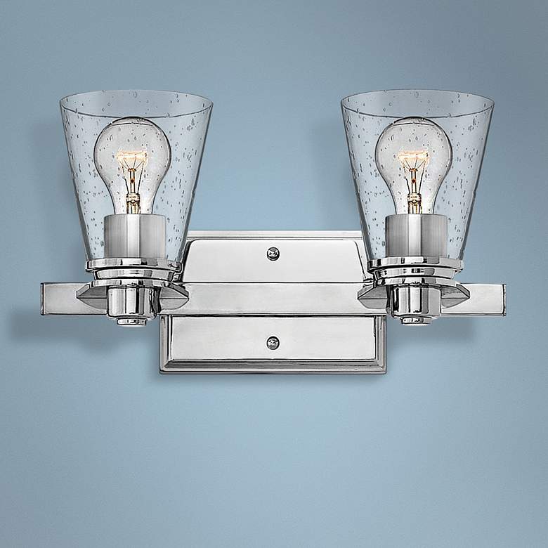 Image 1 Hinkley Avon 8" High Seeded Glass and Chrome 2-Light Wall Sconce