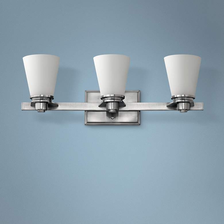 Image 1 Hinkley Avon Collection 23" Wide 3-Light Nickel Bathroom Wall Light