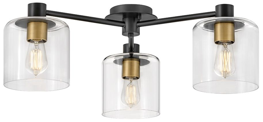Image Hinkley Axel 30" Wide Black 3-Light Ceiling Light