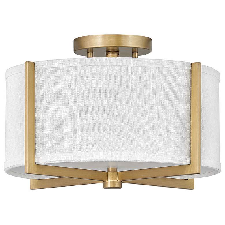 Image 1 Hinkley Axis 14.5" Wide Heritage Brass and White Modern Ceiling Light
