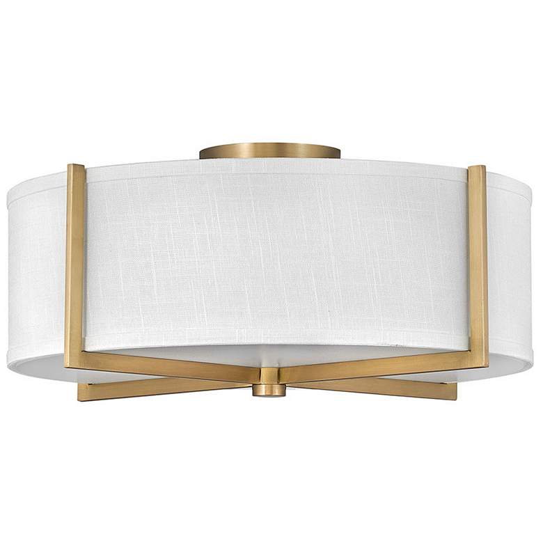 Image 1 Hinkley Axis 19 1/2 inch Wide Brass and White Modern Drum Ceiling Light
