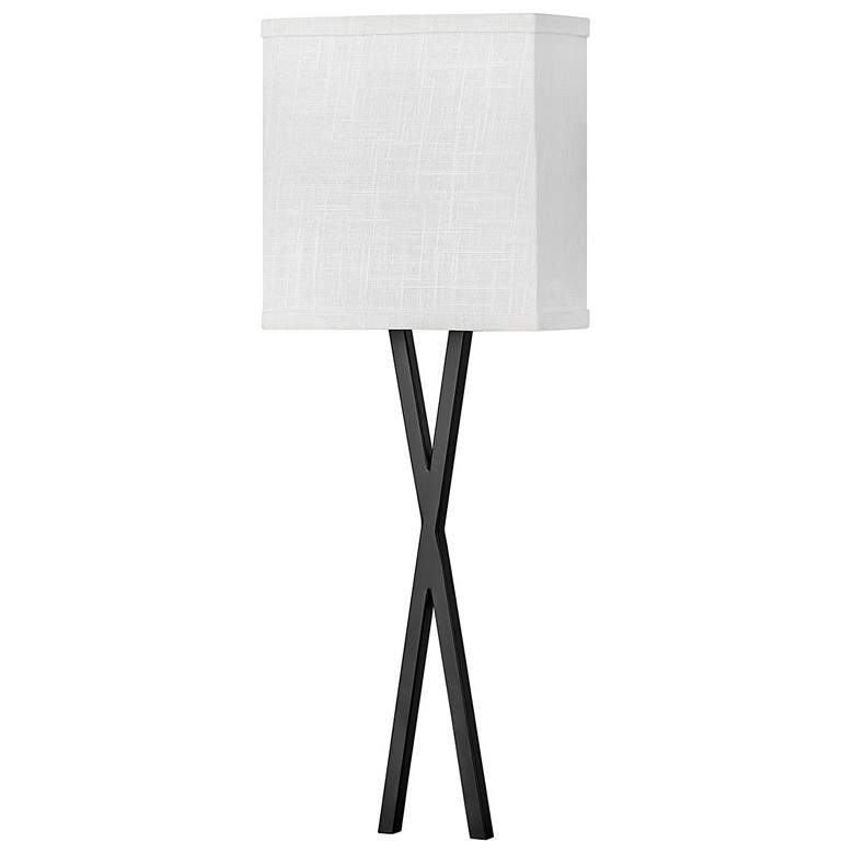 Image 1 Hinkley Axis 22" High Black with Linen Shade Modern Wall Sconce Light