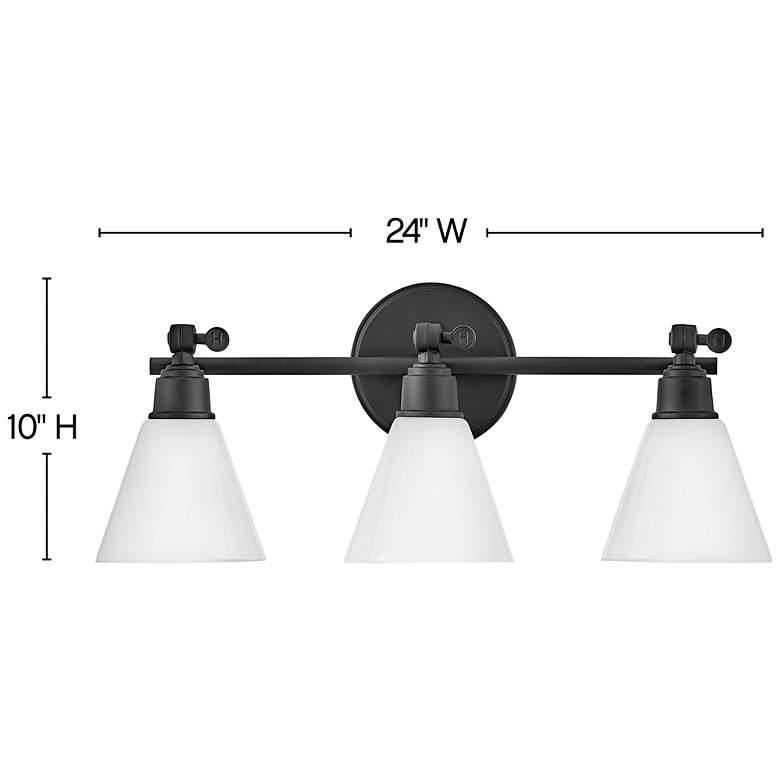 Image 4 Hinkley Bath Arti Medium Adjustable Three Light Vanity 24" Black more views