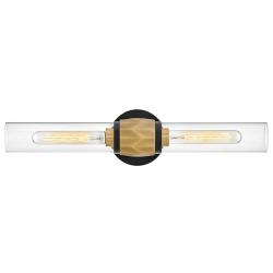Hinkley - Bath Ellison Two Light Vanity- Black with Heritage Brass accents