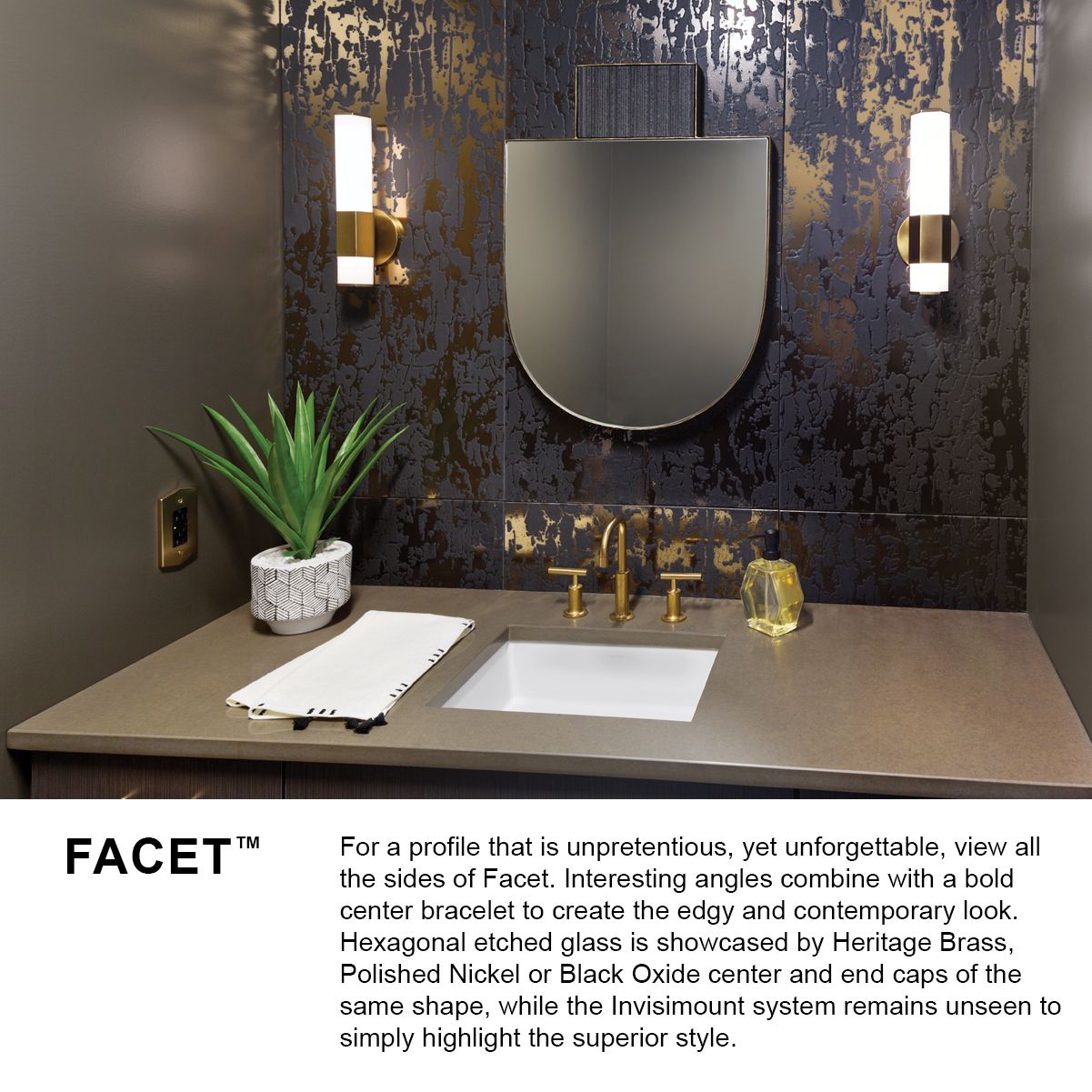 Hinkley Bath Facet Medium LED Sconce 14" Polished Nickel