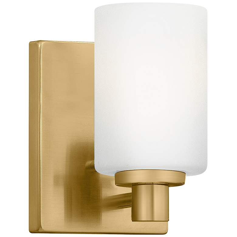 Image 1 Hinkley Bath Karlie Small Single Light Sconce 4.5" Lacquered Brass