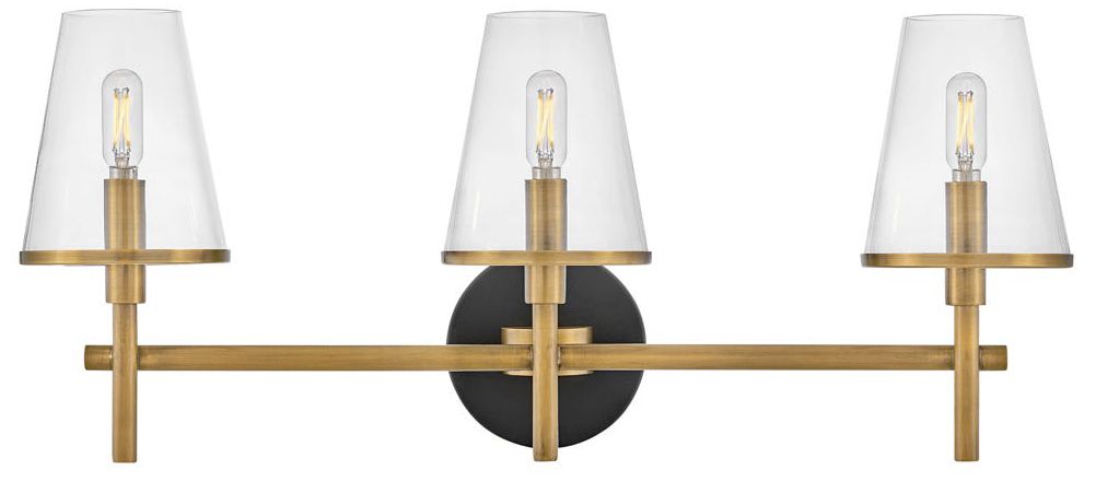 Hinkley Bath Marten Medium Three Light Vanity 25" Heritage Brass