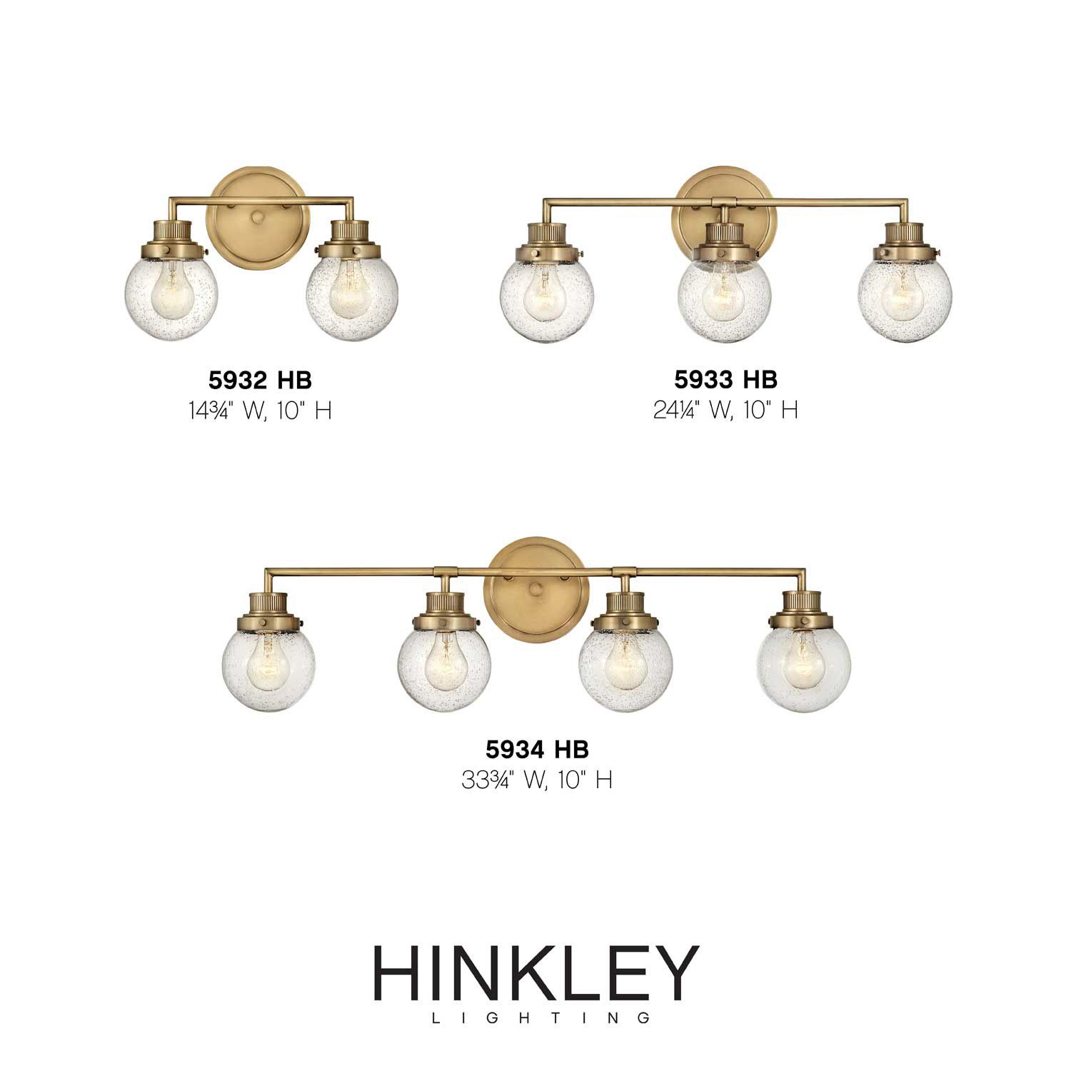 Hinkley Bath Poppy Medium Three Light Vanity 24.25" Heritage Brass