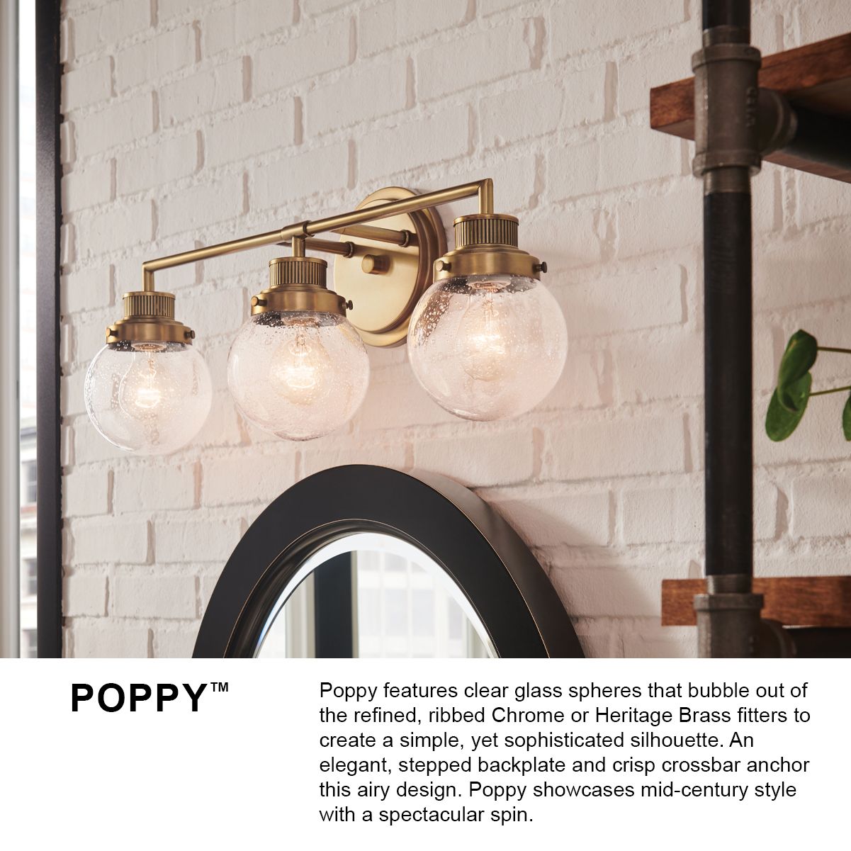 Hinkley Bath Poppy Medium Three Light Vanity 24.25" Heritage Brass