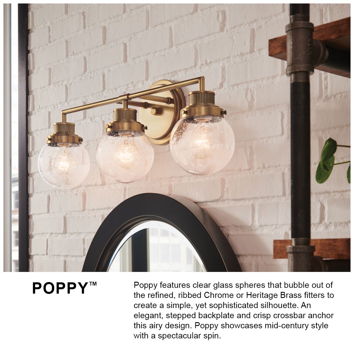 Hinkley Bath Poppy Small Two Light Vanity 14.75" Chrome