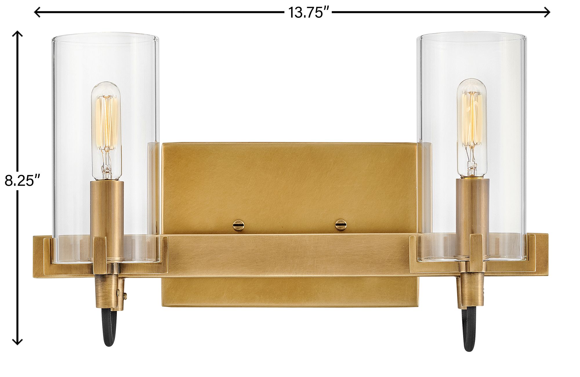 Hinkley Bath Ryden Small Two Light Vanity 13.75" Heritage Brass