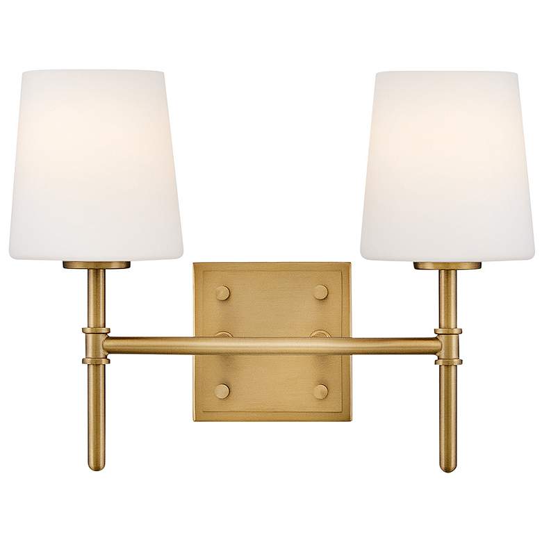 Image 1 Hinkley Bath Saunders Small Two Light Vanity 13.75" Lacquered Brass