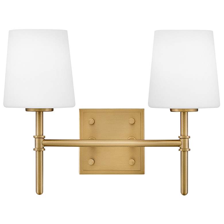 Image 2 Hinkley Bath Saunders Small Two Light Vanity 13.75" Lacquered Brass more views
