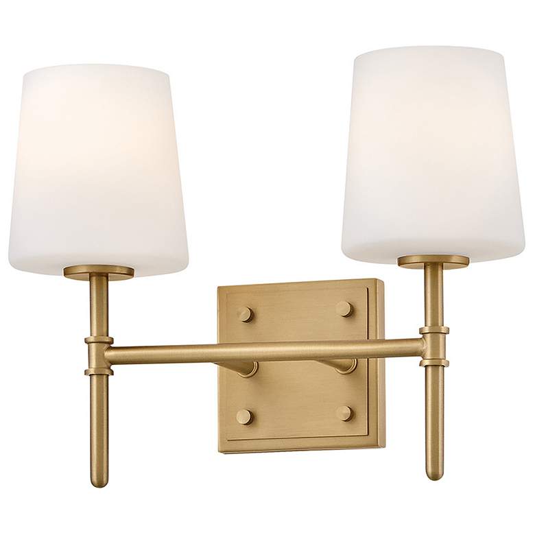 Image 5 Hinkley Bath Saunders Small Two Light Vanity 13.75" Lacquered Brass more views