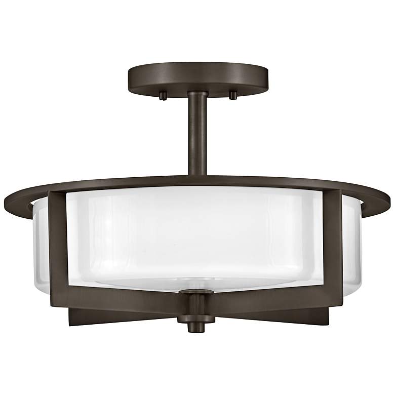 Image 4 Hinkley Baxley 15 1/4" Black Oxide White Glass Ceiling Light more views