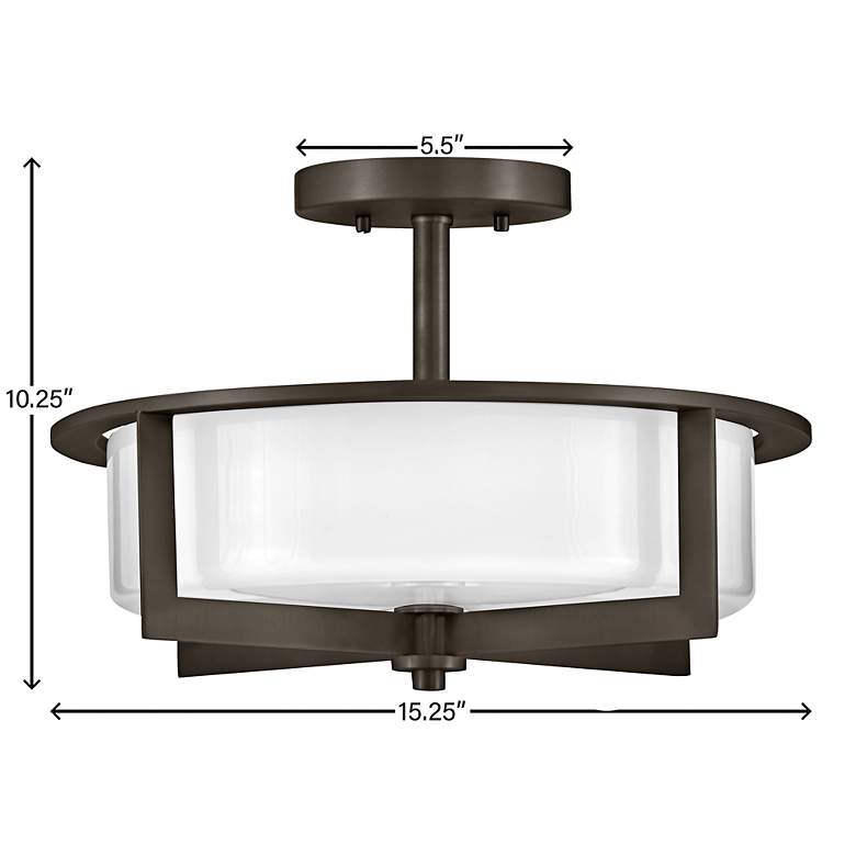 Image 5 Hinkley Baxley 15 1/4" Black Oxide White Glass Ceiling Light more views