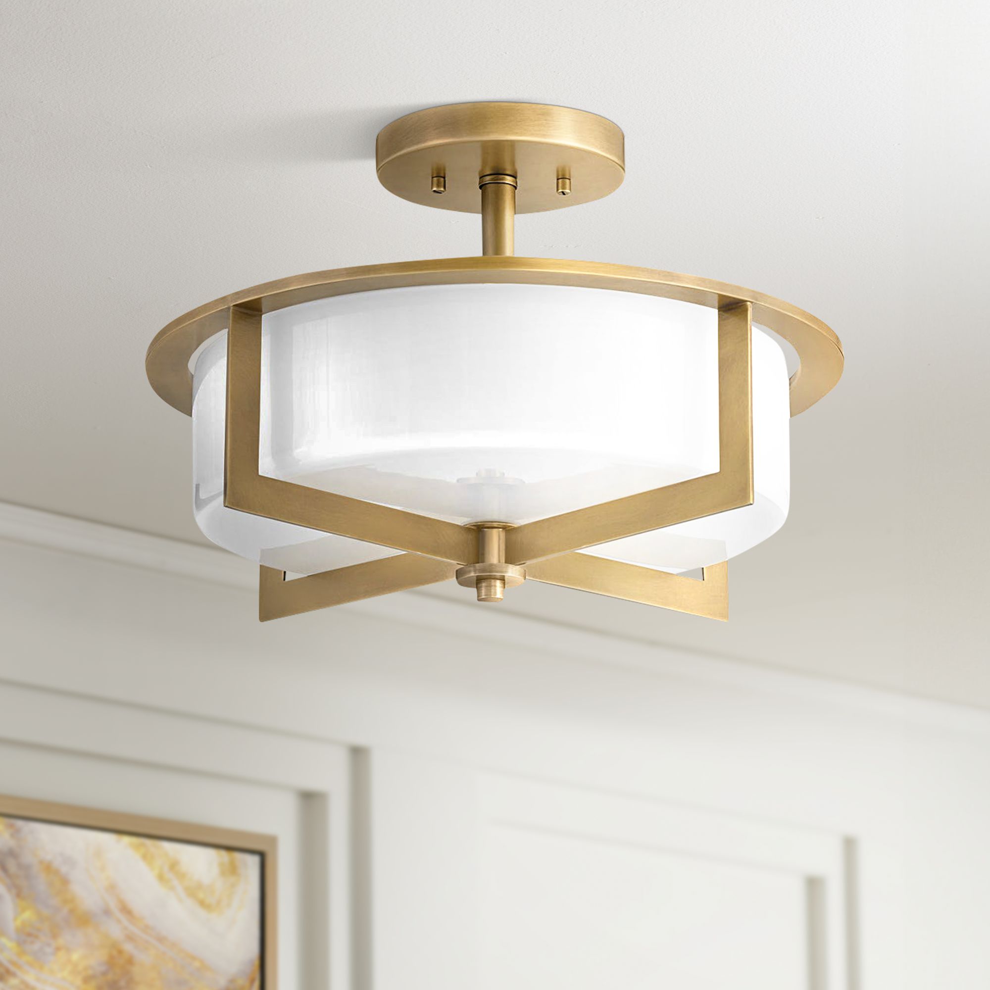 Image Hinkley Baxley 15 1/4" Wide Heritage Brass Ceiling Light