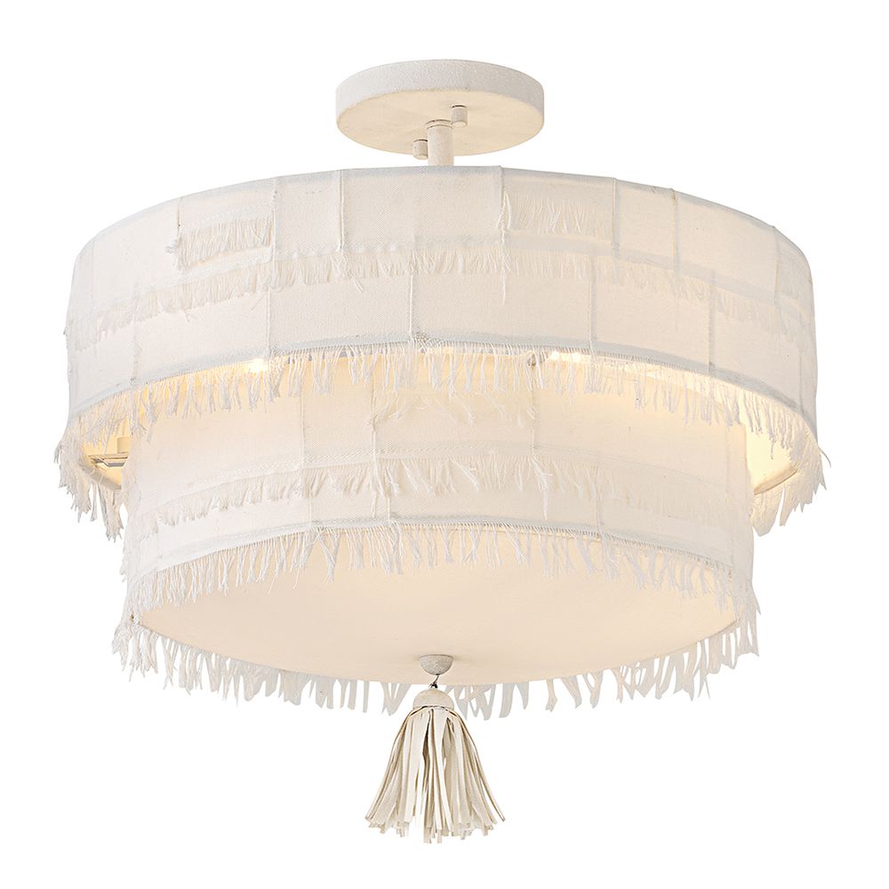 Hinkley Baya 18" Wide Textured Plaster 2-Tier Ceiling Light