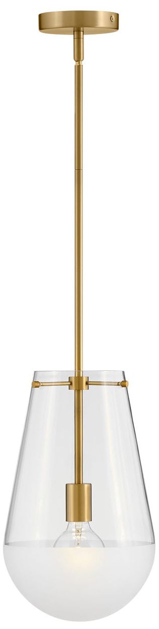 Hinkley Beck 9"W Lacquered Brass Mini Pendant w/ Clear Glass