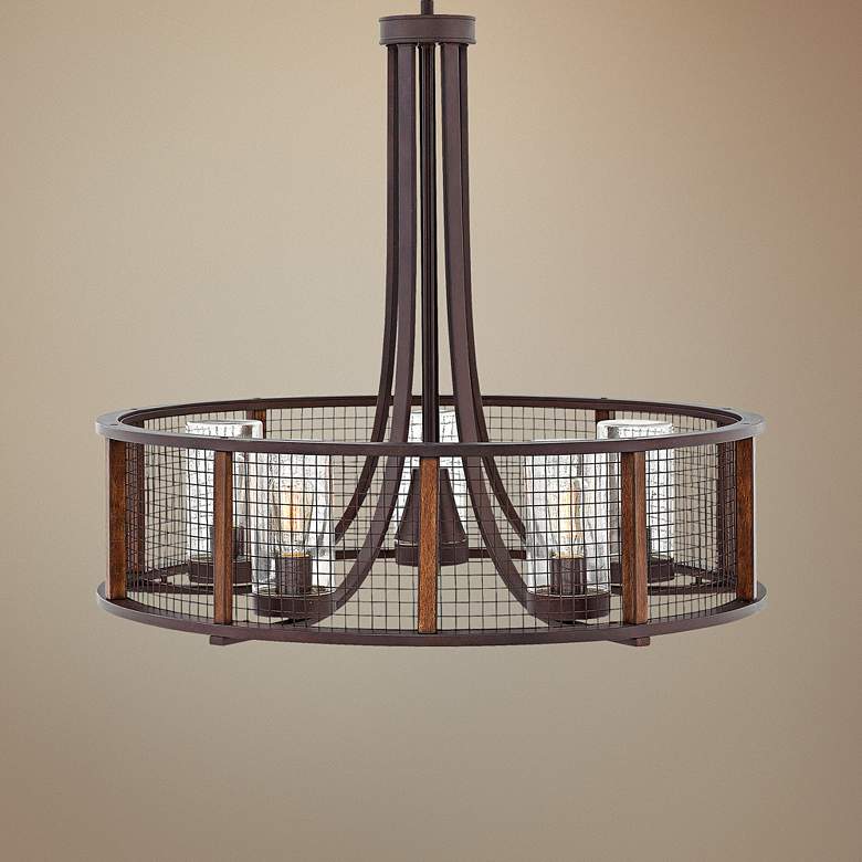 Image 1 Hinkley Beckett 30"W Iron Rust 5-Light Outdoor Chandelier